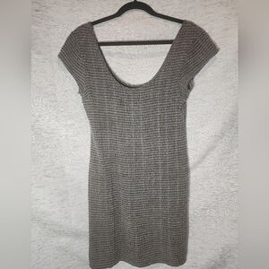 Free People M Black and Grey Mini Dress Short Sleeve Textured Stretch